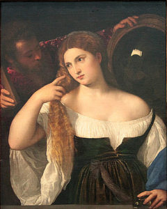 Frau im Spiegel, Tizian, Louvre, Paris